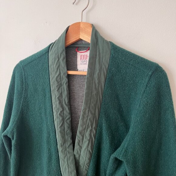 Topo Designs Wool Blend Global Wrap Sweater Green Women's Size Small - Picture 5 of 10